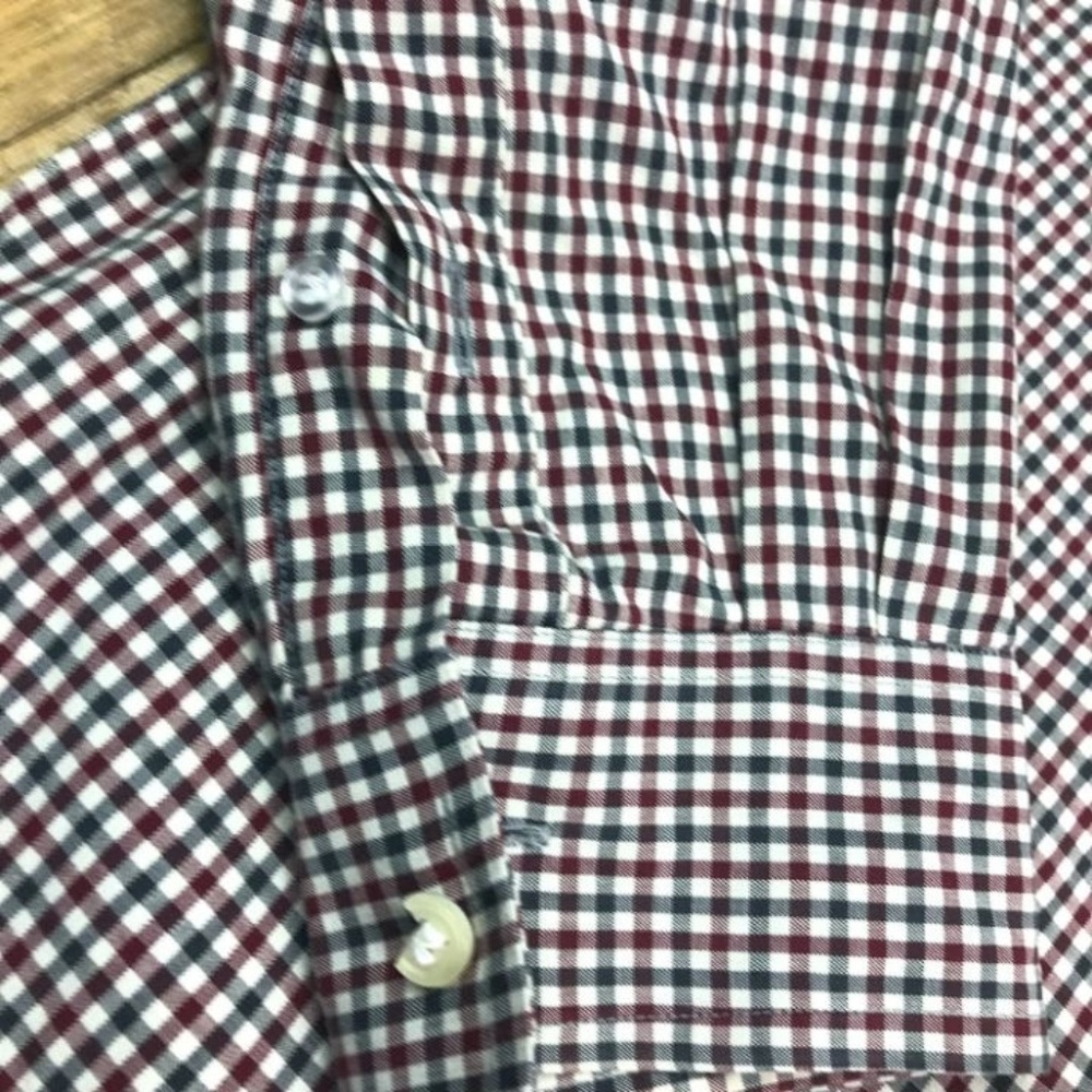 Burberrys Vintage Button Down Shirt Burgandy Green - Picture 6 of 6
